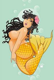 isang larawan ng pattern ng manuskrito ng sirena tattoo