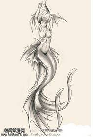 pictiúr de lámhscríbhinn tatú mermaid a sceitseáil
