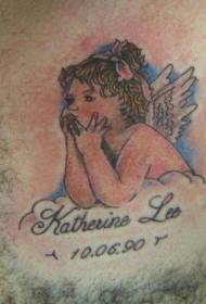 Kleur Little Angel Cloud Letter Tattoo patroon