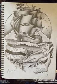 modello manoscritto tatuaggio sirena vela