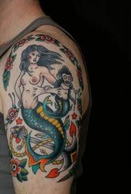 Sirena di bracciu maiò è scimmia classica di mudellu di tatuaggi