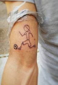 jongens armen op zwarte geometrische lijnen cartoon voetbal en karakter tattoo foto's