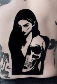 Mörksvart uppsättning med 9 kreativa tatueringsdesign för skalle att njuta av