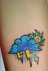 farba malé slnko a búrka kombinované tetovanie