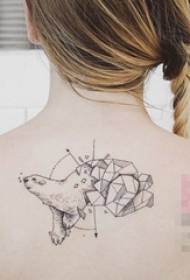 Nenas detrás do pescozo liñas negras elementos xeométricos creativos fotos selo tatuaxes