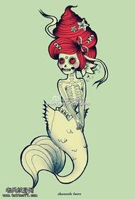 skull mermaid áilleacht patrún tattoo lámhscríbhinne