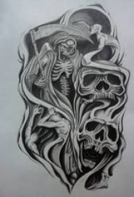 skull manuscript black gray skull tattoo manuscript