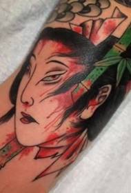 en uppsättning färgade tatueringsbilder i japansk stil