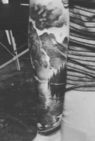 berniukai juodas pilkas taškas ant rankos Erškėčių abstrakčios linijos kraštovaizdžio peizažo tatuiruotės paveikslėlis