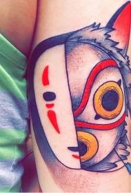 Patrón de tatuaxe de dibujos animados de avatar monstro de gran brazo de cor