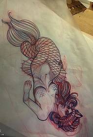 Manuskript Streck Linn Mermaid Tattoo Muster