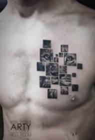 geometric picture stitching style sting black gray tattoo figure