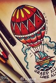 боја, балон со топол воздух, ракопис шема на тетоважи