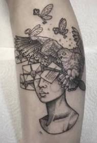 vrlo kreativan set zanimljivih crno-sivih ilustracija tetovaža