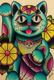 ຮູບແບບ tattoo tattoo cat ໂຊກດີ