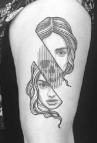 a very creative set of geometric lines black gray tattoo figure