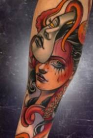 Un'illustrazione variopinta del tatuaggio di colore del newschool di un gruppo