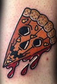 stari stil u boji obojena pizza narezana čudovište tetovaža