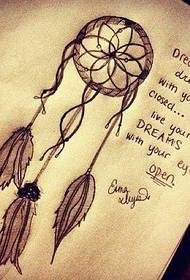 pretty black gray dream catcher tattoo manuscript