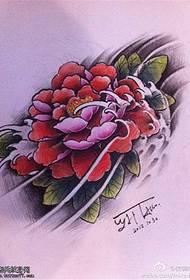 colore cinese pittura peonia fiore tatuaggio modello manoscritto