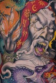 variedade de tatuagem de horror de padrão de tatuagem de horror de estilo pintado em preto e branco e cinza
