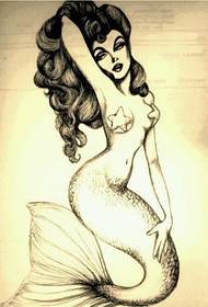 Bella e bella sirena tatuaggio manoscritto modello apprezzamento Immagine