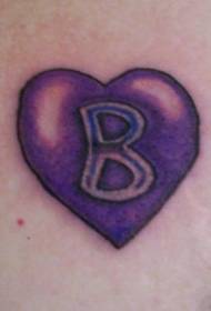 肩のカラフルな紫の愛の手紙のタトゥーパターン