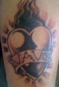 mudellu di tatuatu religiosu in forma di core cuore marrone