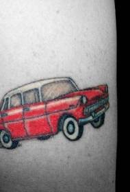 Padrão de tatuagem de carro vermelho e branco clássico