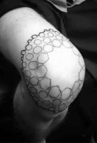 Modèle de tatouage de genou hexagonal noir style Sting simple