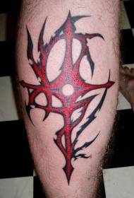 Tribal Style Red Cross Tattoo Pattern