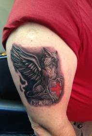 Griffin chikara uye mutsvuku wedanda nhoo tattoo maitiro