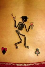 Modello di tatuaggio scheletro teschio nero felice