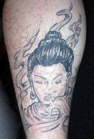 príďte k Budhovi a plameňovo čierne tetovanie