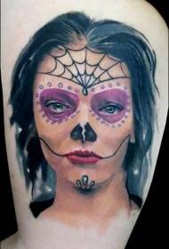 Creepy Blackhead Death Girl Tattoo Pattern