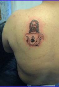 shoulder brown little Jesus Portrait tattoo picture