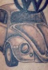 klasikinis „Volkswagen“ vabalo automobilis juodas tatuiruotės raštas