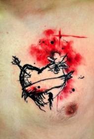 A forma di cuore nero con motivo a tatuaggio Splash rosso