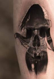 cool dizajn černoch siluetu a tetovanie vzor lebky