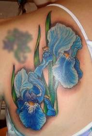 snygg tatueringmönster med blå blomma