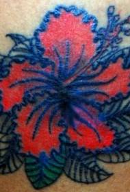 Swarte útlizzende reade blom Tattoo-patroan