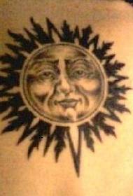 Modello di tatuaggio nero sole e viso