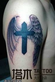 Devil Angel Wings Cross Tattoo Model