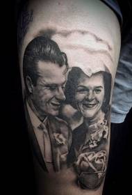 patró de tatuatge de retrat de parella en blanc i negre estil realista