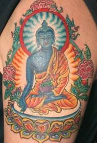 Синяя медитация Будда Религиозный рисунок татуировки