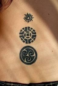 Črni plemenski vzorec za tetovažo sonca