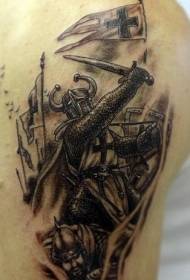 愤怒的战士纹身图案