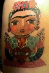 Öxl litur teiknimynd Frida Divine Heart Tattoo
