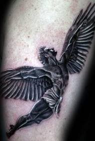 modello di tatuaggio semplice Icarus volante nero
