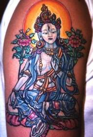 צבע זרוע דפוס קעקוע דתי של גואנין בודהה